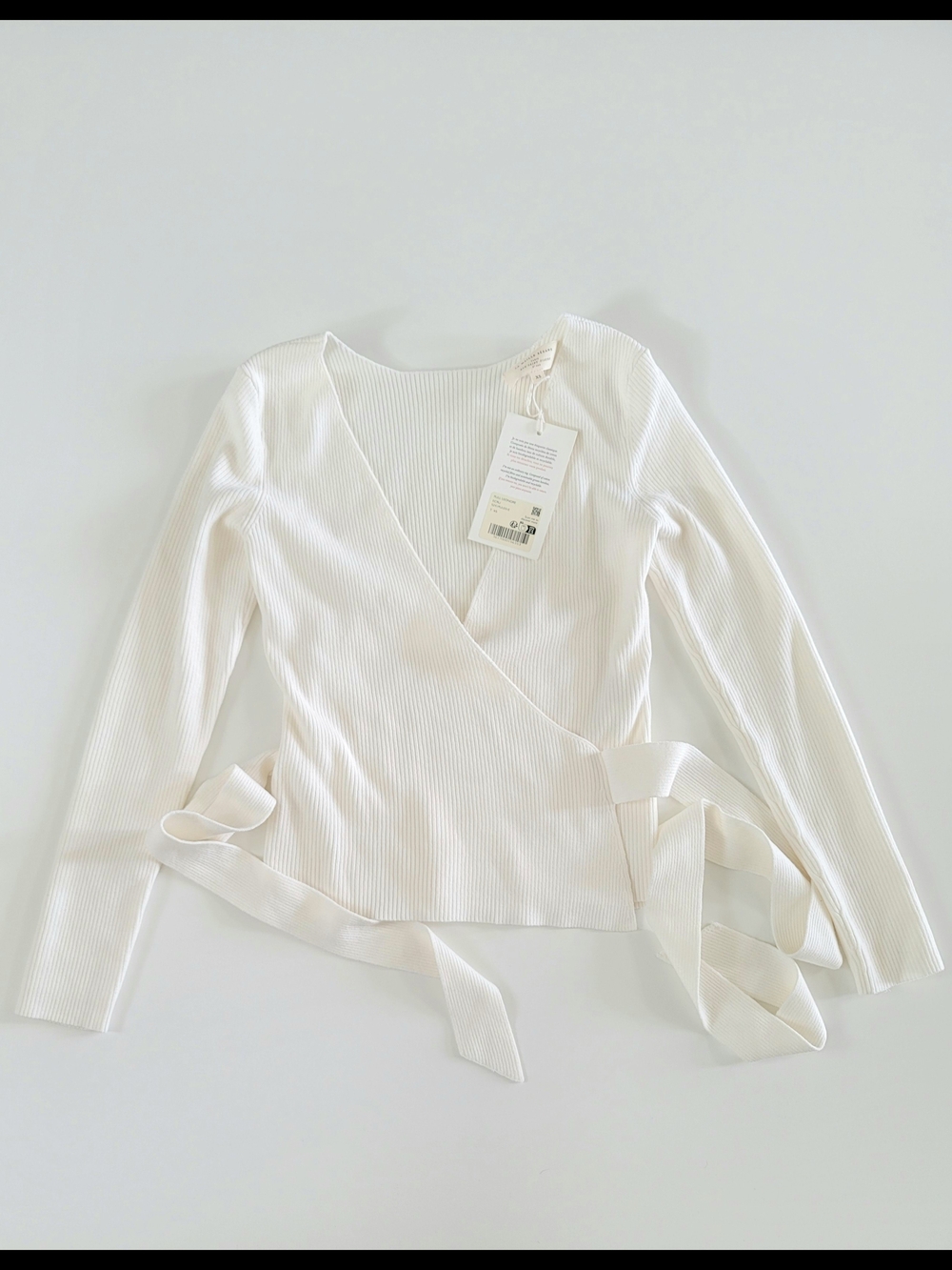 Sezane Leonore Wrap Front Wool Cotton Blend Sweater Ecru XS - Picture 4 of 11